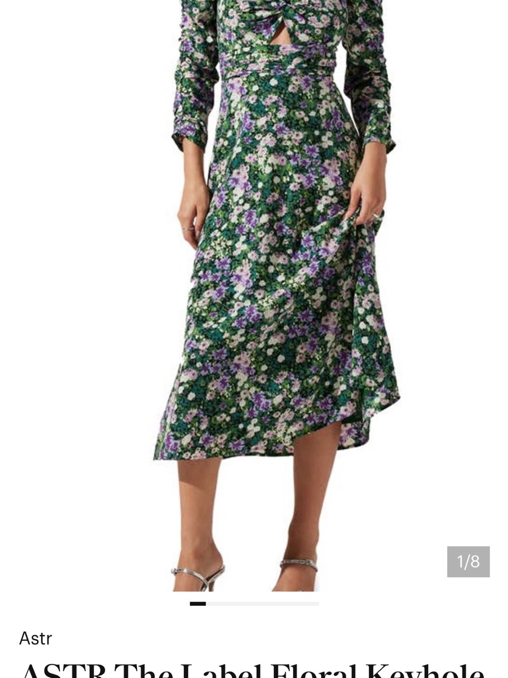 Astr Green Floral Midi Dress with Purple & White Flowers